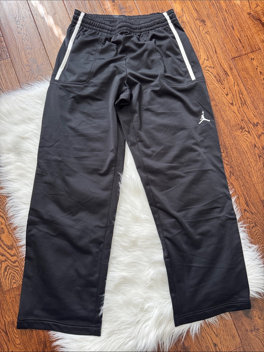 Jordan Black Jogger Pants with White Stripe Trim